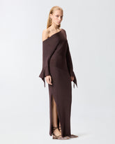 Geripptes, langes Kleid mit asymmetrischem Ausschnitt - | Pinko