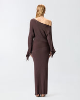 Geripptes, langes Kleid mit asymmetrischem Ausschnitt - | Pinko