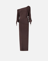 Geripptes, langes Kleid mit asymmetrischem Ausschnitt - | Pinko