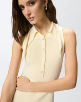 Geripptes, langes Kleid mit Bandana-Kragen - | Pinko