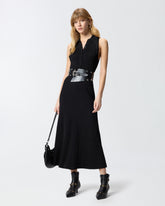 Geripptes, langes Kleid mit Bandana-Kragen - | Pinko
