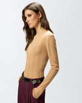 Lightweight ribbed sweater with sheer details - | Pinko