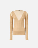 Lightweight ribbed sweater with sheer details - | Pinko