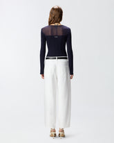 Lightweight ribbed sweater with sheer details - | Pinko