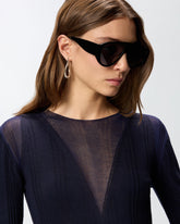 Lightweight ribbed sweater with sheer details - | Pinko