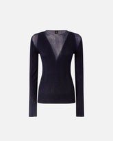 Lightweight ribbed sweater with sheer details - | Pinko