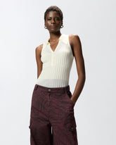Ribbed polo vest top - | Pinko