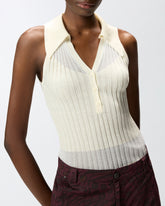Ribbed polo vest top - | Pinko