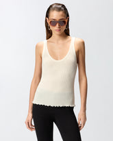 Ribbed vest top with logo - | Pinko