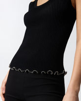 Ribbed vest top with logo - | Pinko