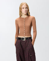 Cardigan with mother-of-pearl buttons - | Pinko