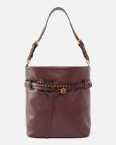 Bucket Belt Bag medium shoulder bag in leather - Burgundy | Pinko