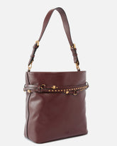 Bucket Belt Bag medium shoulder bag in leather - Burgundy | Pinko