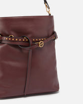 Bucket Belt Bag medium shoulder bag in leather - Burgundy | Pinko