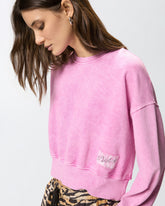 Cropped-Sweatshirt mit Logo-Etikette - | Pinko