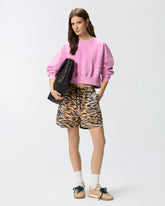 Cropped-Sweatshirt mit Logo-Etikette - | Pinko