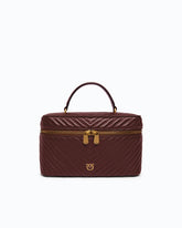 Mittlerer Beauty Case aus Chevron-Nappaleder mit Schulterriemen - | Pinko