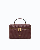 Medium beauty case with shoulder strap in chevron leather - Dark Red | Pinko