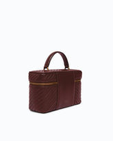 Mittlerer Beauty Case aus Chevron-Nappaleder mit Schulterriemen - | Pinko