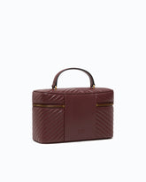Medium beauty case with shoulder strap in chevron leather - Dark Red | Pinko