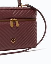 Medium beauty case with shoulder strap in chevron leather - Dark Red | Pinko