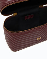 Medium beauty case with shoulder strap in chevron leather - Dark Red | Pinko