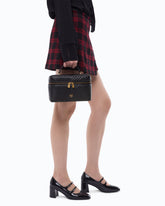 Medium beauty case with shoulder strap in chevron leather - Black | Pinko
