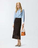 Geometric crocheted midi skirt - | Pinko