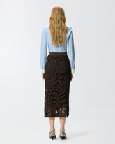 Geometric crocheted midi skirt - | Pinko