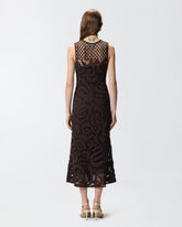Sleeveless midi dress in geometric crochet - | Pinko