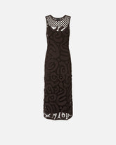 Sleeveless midi dress in geometric crochet - | Pinko