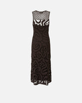 Sleeveless midi dress in geometric crochet - | Pinko
