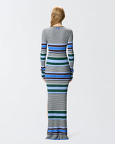 Langes, anliegendes Strickkleid in gestreifter Optik - | Pinko