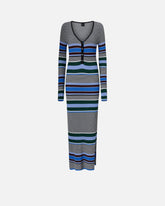 Langes, anliegendes Strickkleid in gestreifter Optik - | Pinko