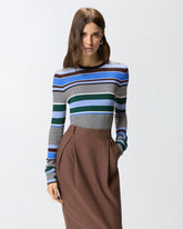 Pullover mit bunten Streifen - Mehrfarbig Schwarz-Hellblau | Pinko