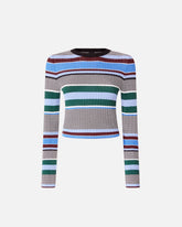 Pullover mit bunten Streifen - Mehrfarbig Schwarz-Hellblau | Pinko