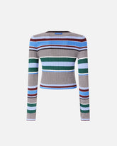 Pullover mit bunten Streifen - Mehrfarbig Schwarz-Hellblau | Pinko