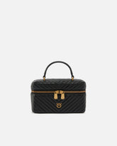Kleines Beautycase zum Umhängen aus Nappaleder mit Chevron - | Pinko