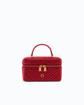 Kleiner Beauty Case aus Chevron-Nappaleder mit Schulterriemen - | Pinko