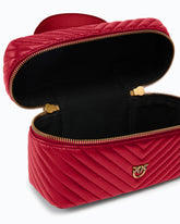 Kleiner Beauty Case aus Chevron-Nappaleder mit Schulterriemen - | Pinko