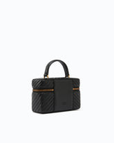 Kleiner Beauty Case aus Chevron-Nappaleder mit Schulterriemen - | Pinko