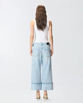 Cropped jeans with leather belt - | Pinko