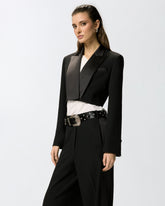 Cropped jacket with satin details - Black | Pinko