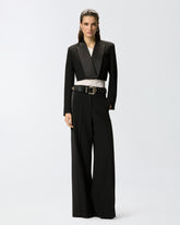 Cropped jacket with satin details - Black | Pinko