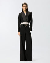 Cropped jacket with satin details - | Pinko