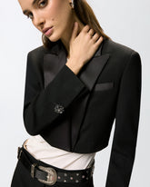 Cropped jacket with satin details - Black | Pinko