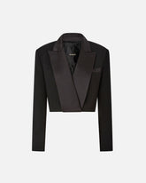 Cropped jacket with satin details - Black | Pinko