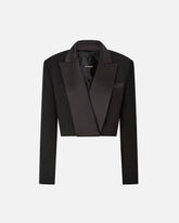 Cropped jacket with satin details - | Pinko