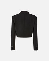 Cropped jacket with satin details - Black | Pinko