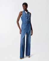 Denim jumpsuit with belt - Dark blue | Pinko